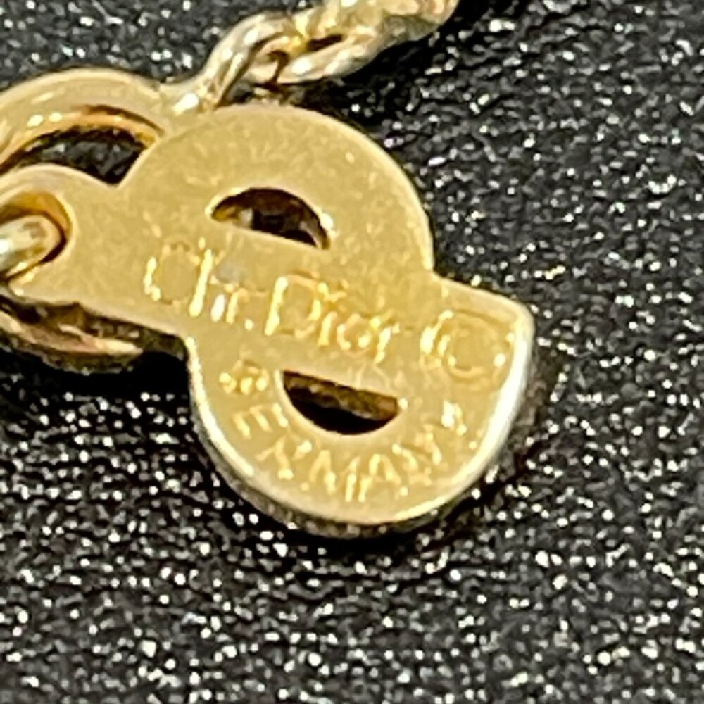 Christian Dior Enamel Logo Pendant Necklace Gold Plated (164445) - Picture 4 of 4